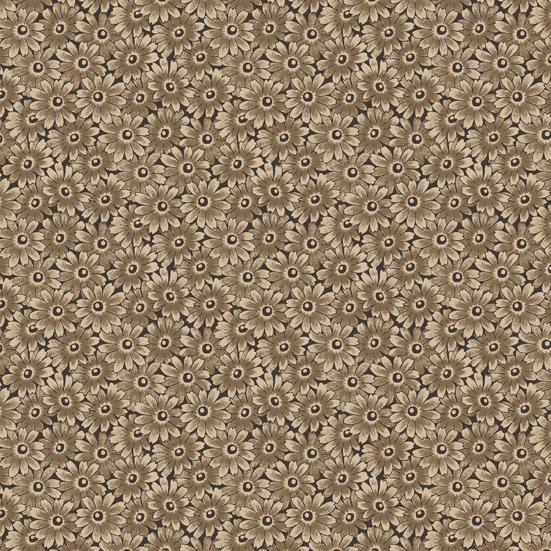 A tan fabric packed with flowers.