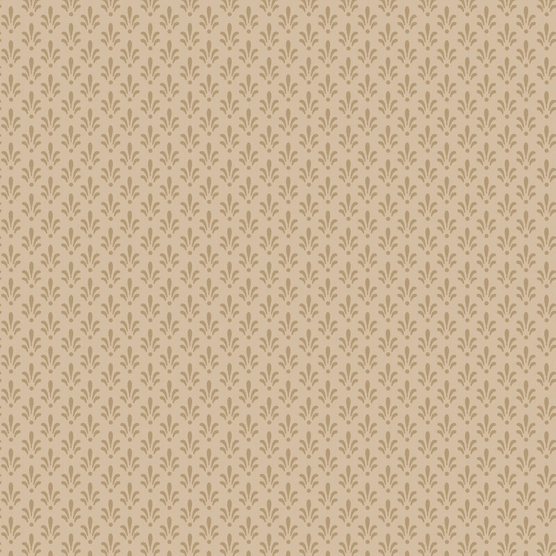 A light tan fabric with stylized floral motifs. 