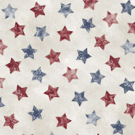 weathered red and blue  stars on a textured beige background.