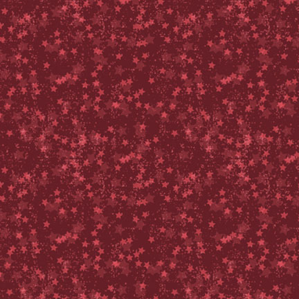 scattered clusters of tonal stars on a ruby red background.