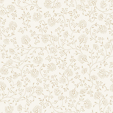 cream fabric featuring a tonal floral vine pattern.