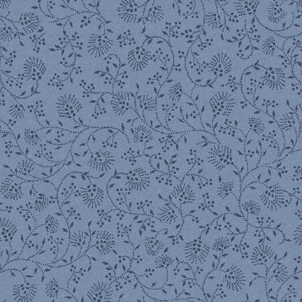dusty blue fabric featuring a tonal floral vine pattern.