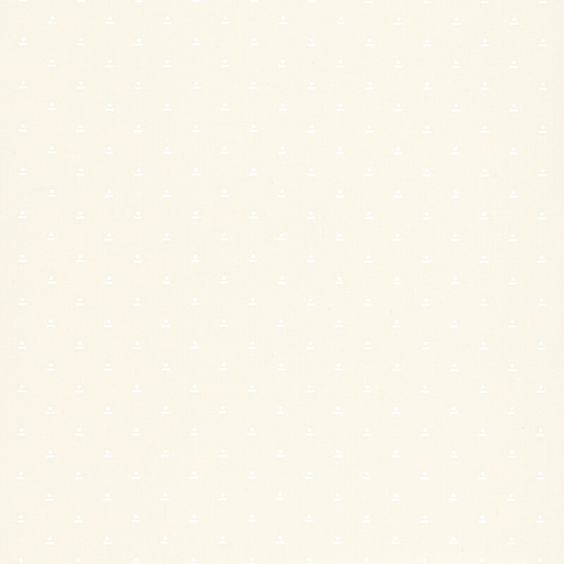 Cream fabric with small, white geometrics in a staggered grid.