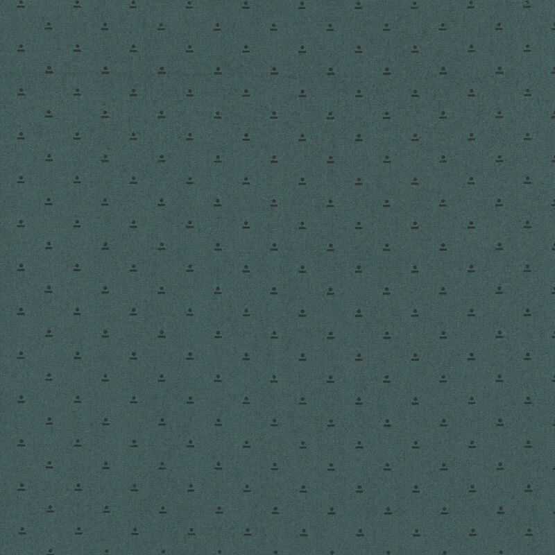 Phthalo green fabric with small, deep green geometrics in a staggered grid.