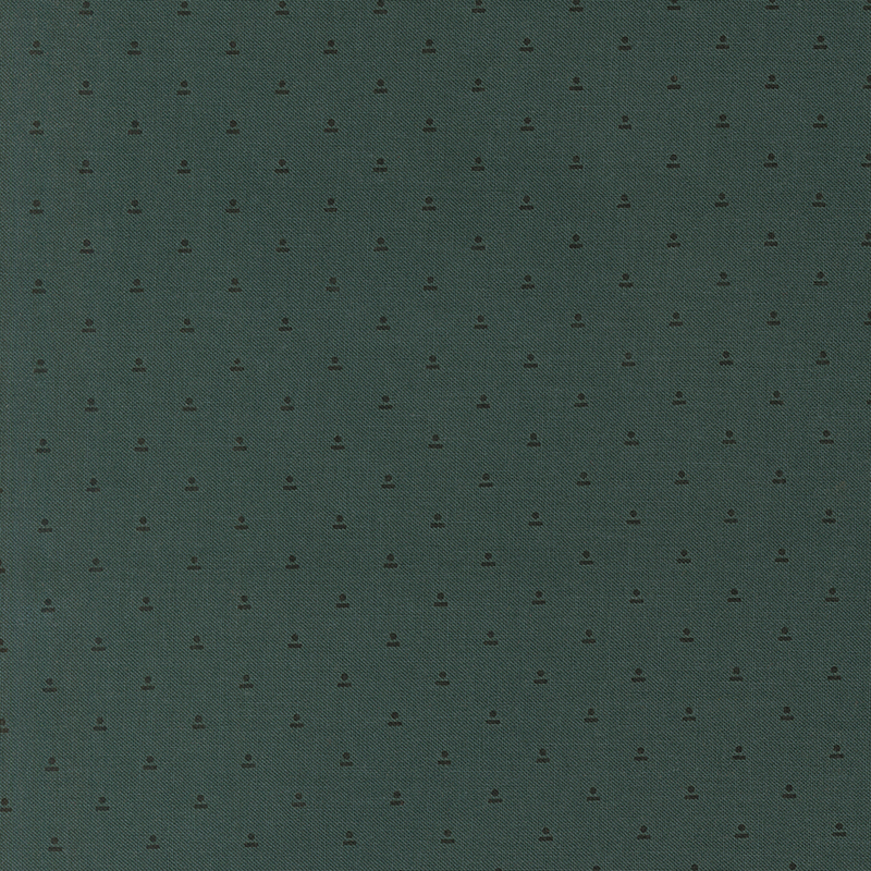 Phthalo green fabric with small, deep green geometrics in a staggered grid.