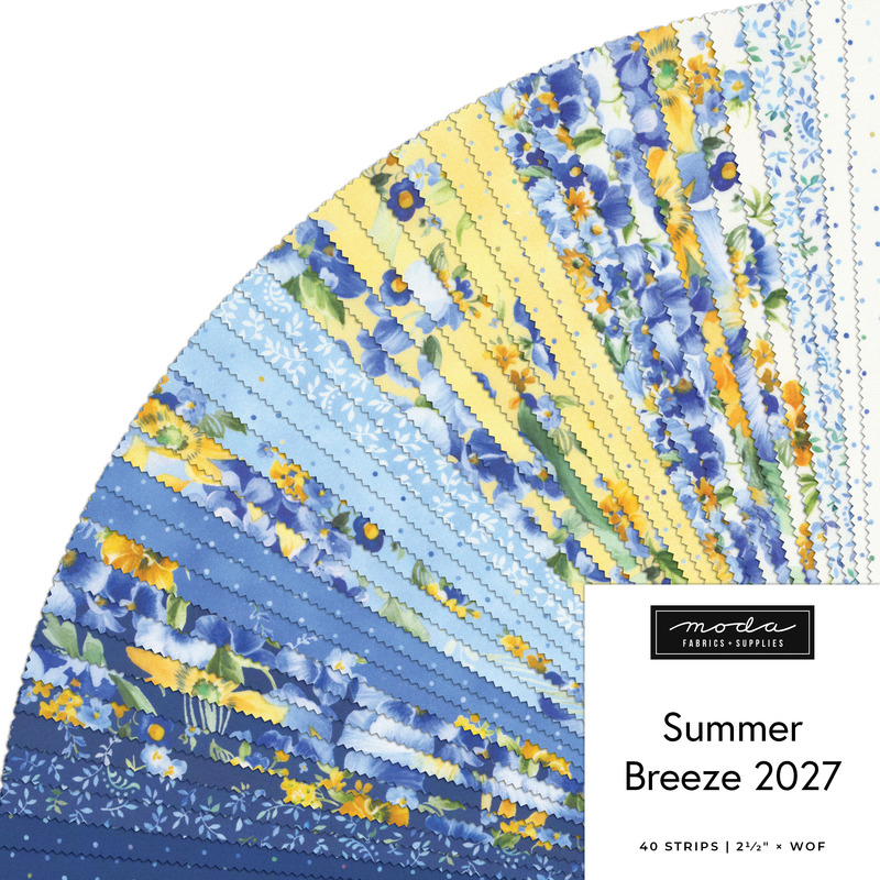 Fanned collage of the Strip Roll Bundle from the Summer Breeze 2027 fabric collection.