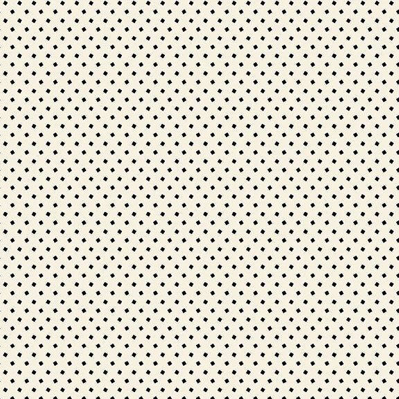This white fabric features tiny black squares. 