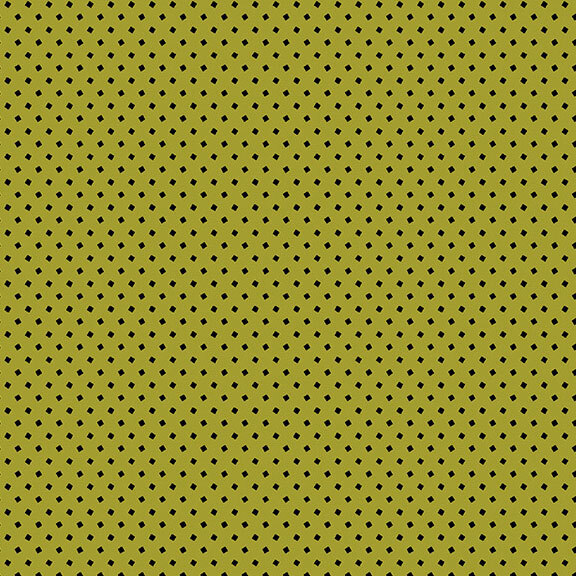 This frog green fabric features tiny black squares. 