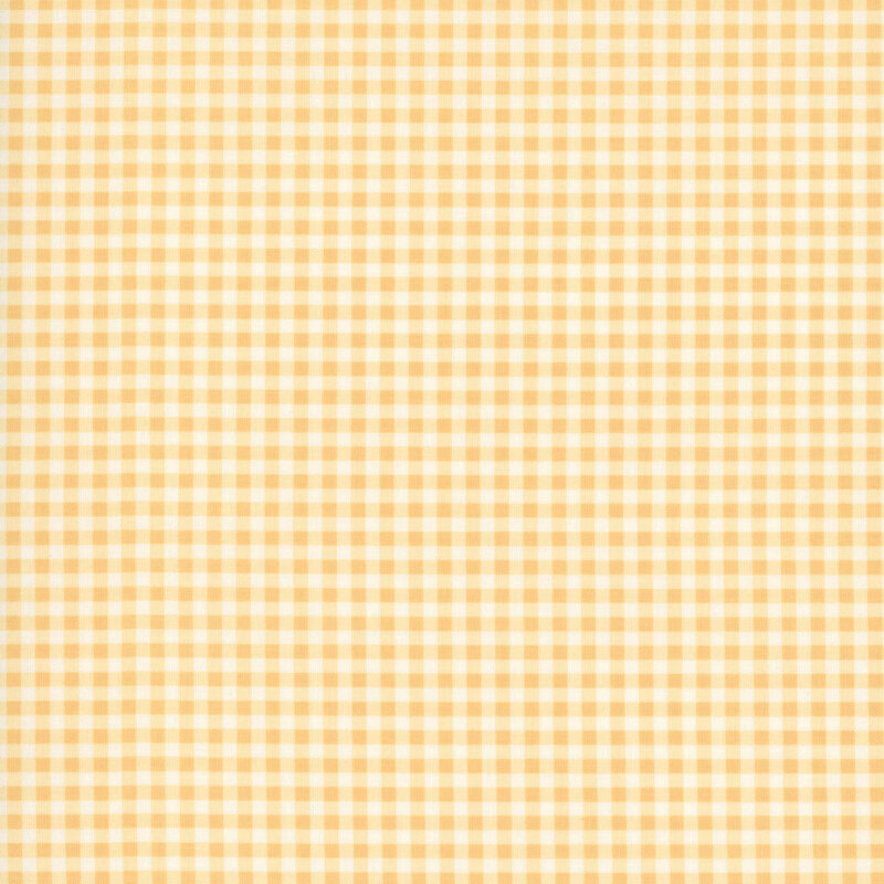 A swatch of a cornsilk yellow and white gingham fabric. 