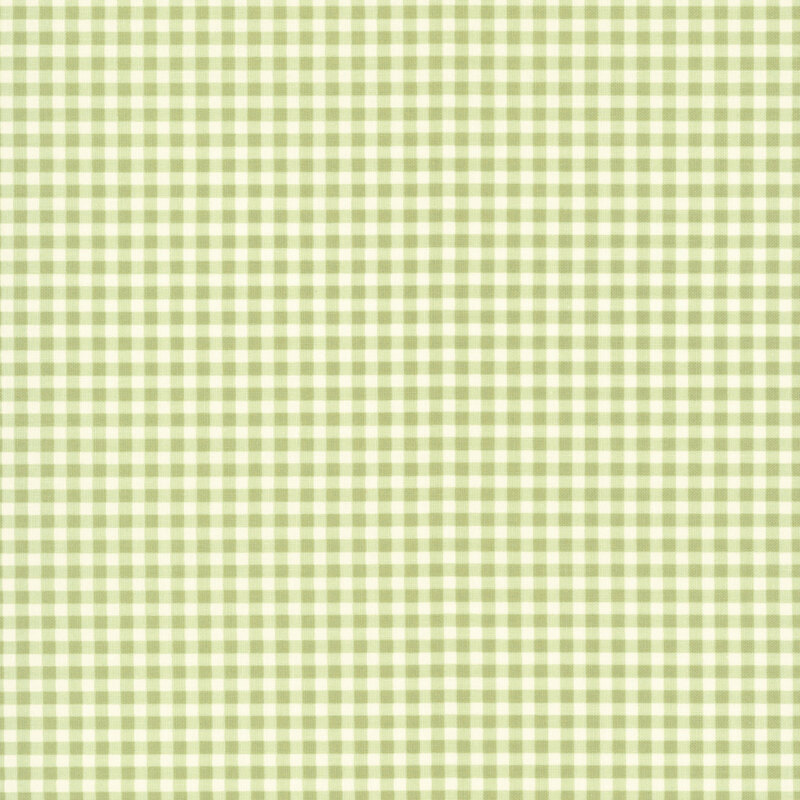A swatch of a spring green and white gingham fabric. 