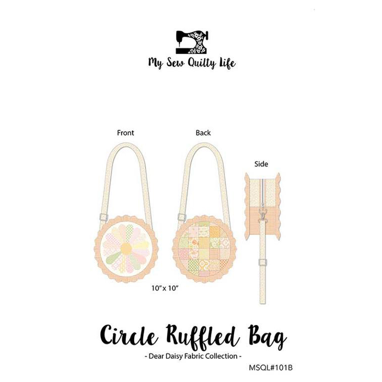 A digital mockup of the ruffled circle bag pattern. 
