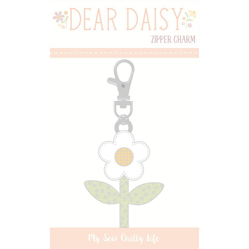 A digital mockup of the dear daisy zipper charm. 