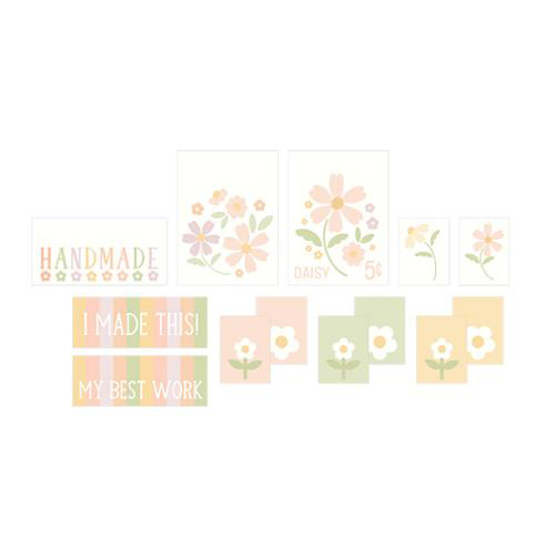 A digital mockup of the dear daisy woven labels. 