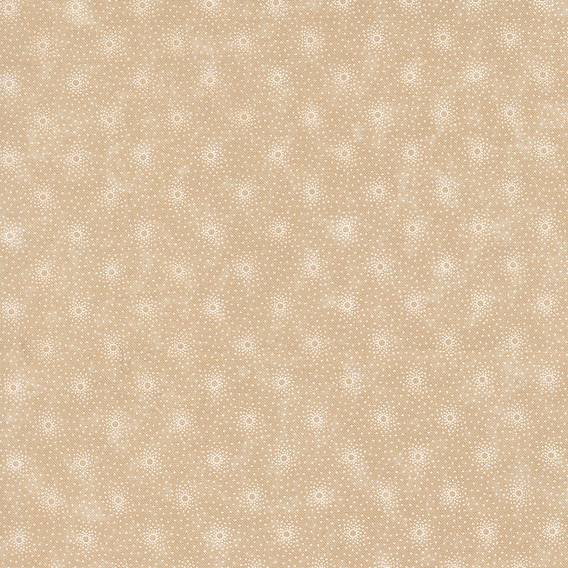 Tan fabric with staggered grid of small, concentrated tonal dot clusters.