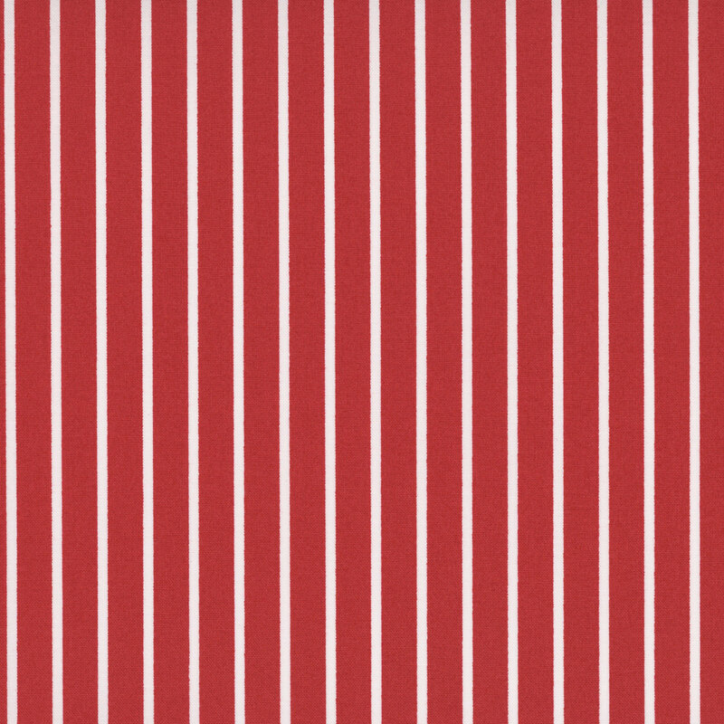 True red fabric with small white stripes.