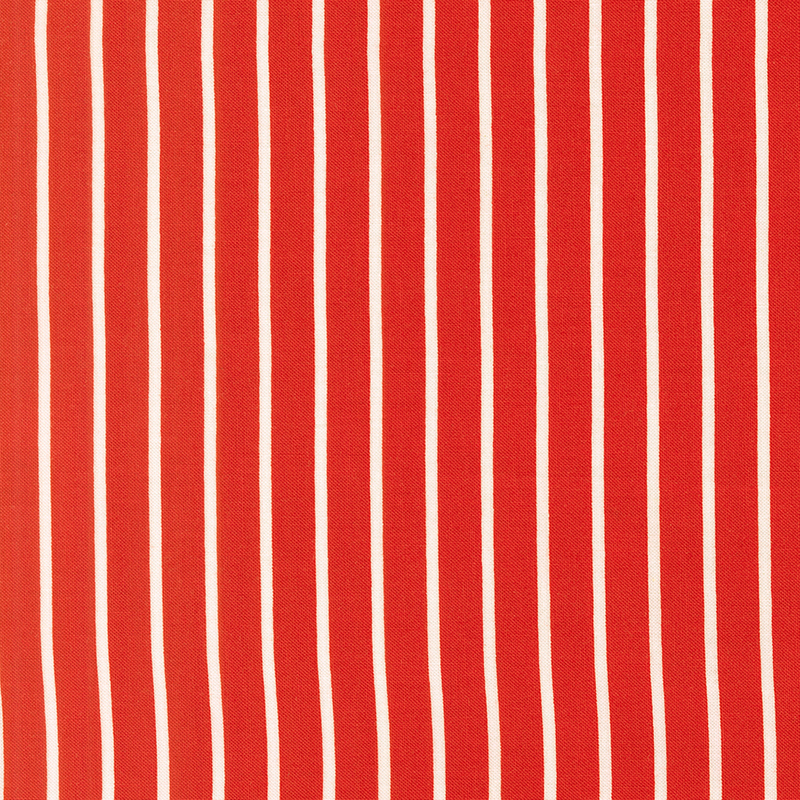 True red fabric with small white stripes.