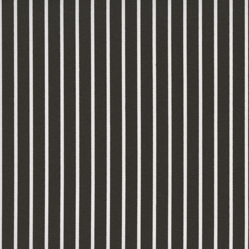 Black fabric with small white stripes.