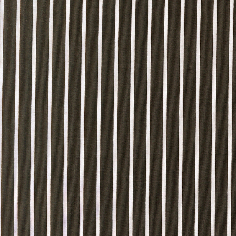 Black fabric with small white stripes.