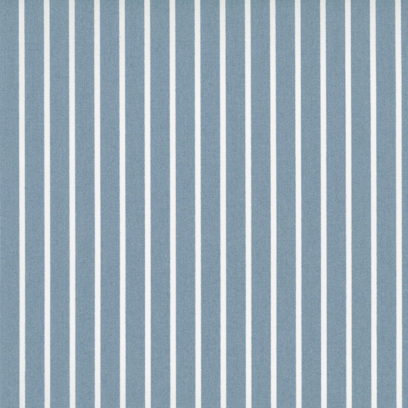 Slate teal fabric with small white stripes.