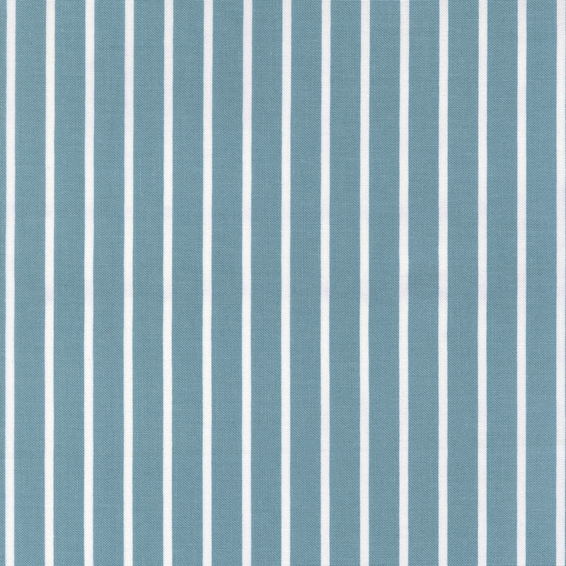 Slate teal fabric with small white stripes.