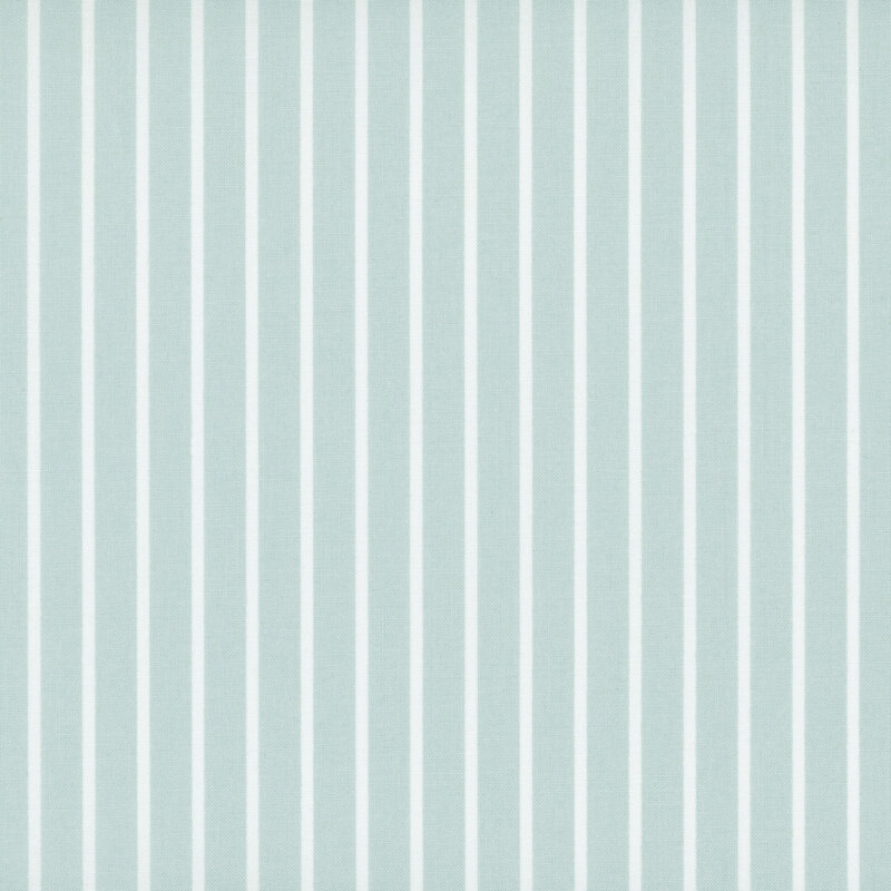 Pale aqua blue fabric with small white stripes.
