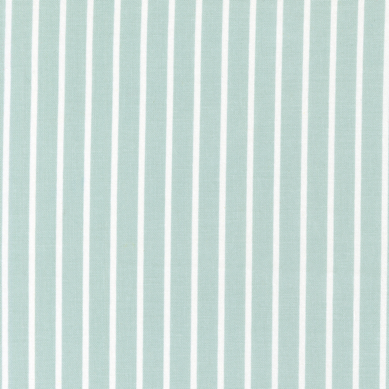 Pale aqua blue fabric with small white stripes.