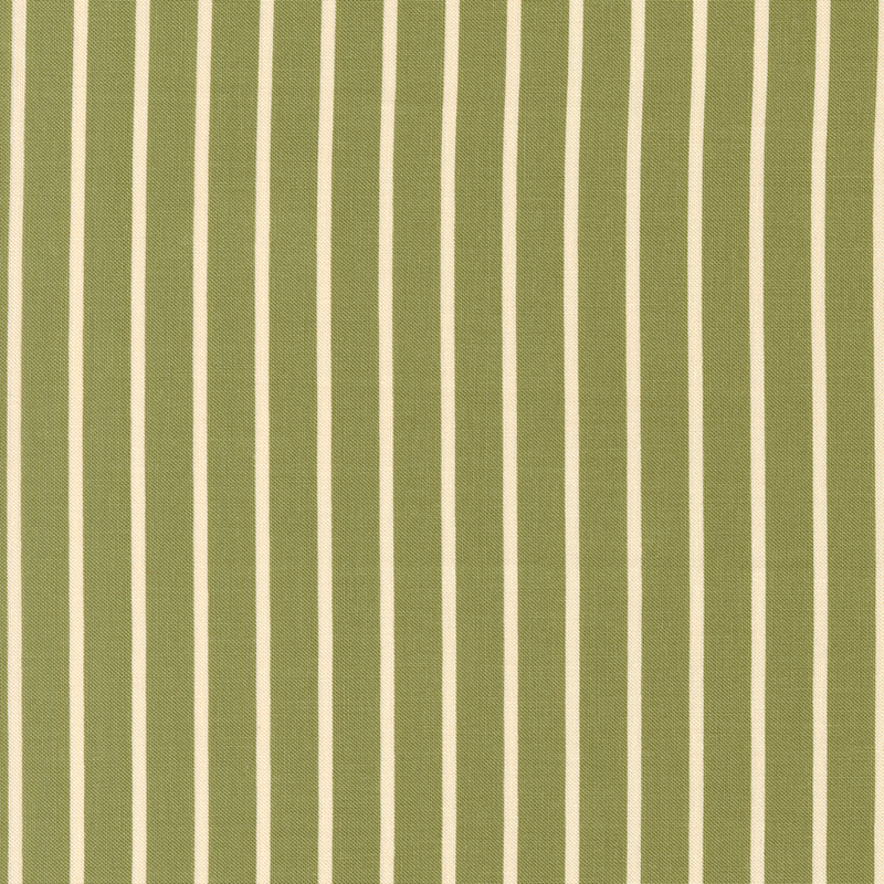 Dark sage fabric with small lemongrass stripes.