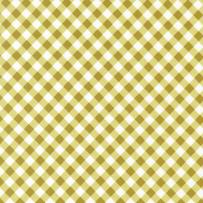 A lemongrass green fabric featuring a diagonal gingham pattern.
