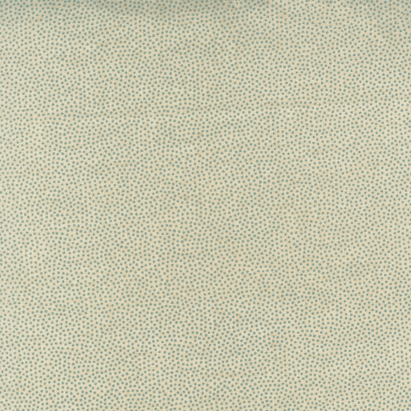 Cream fabric with small, packed cadet teal dots.