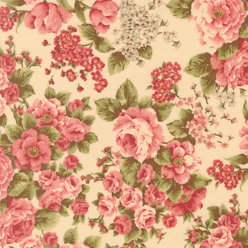 Straw fabric with an elegant pattern of large, stylized florals.