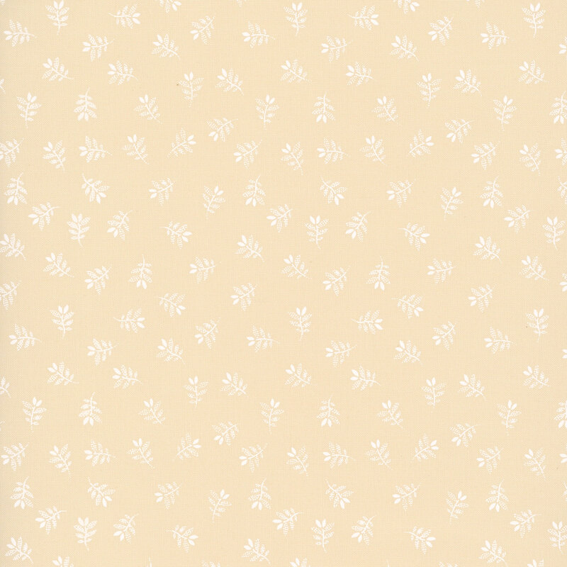 cream fabric with a charming tossed pattern of gracefully stylized leaves.
