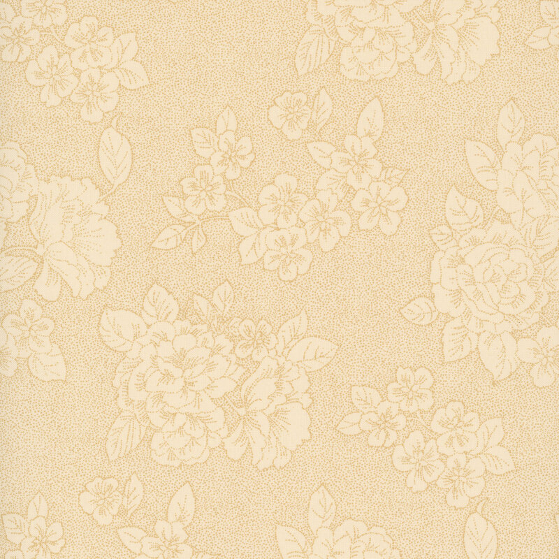 Straw fabric with a floral pattern composed of delicate speckled dots.