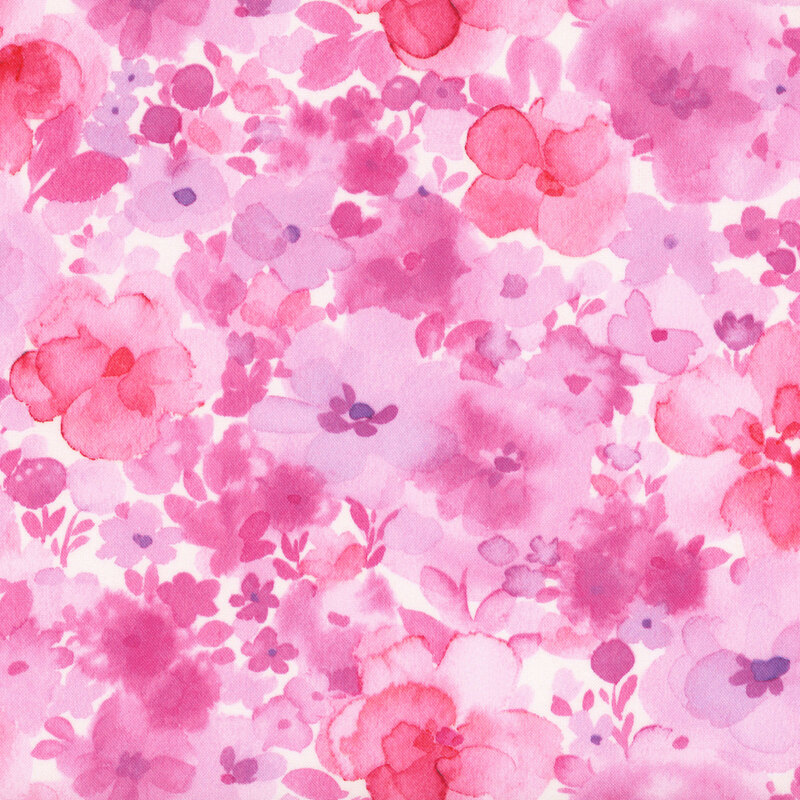 ballerina and bright pink watercolor florals on a white background.