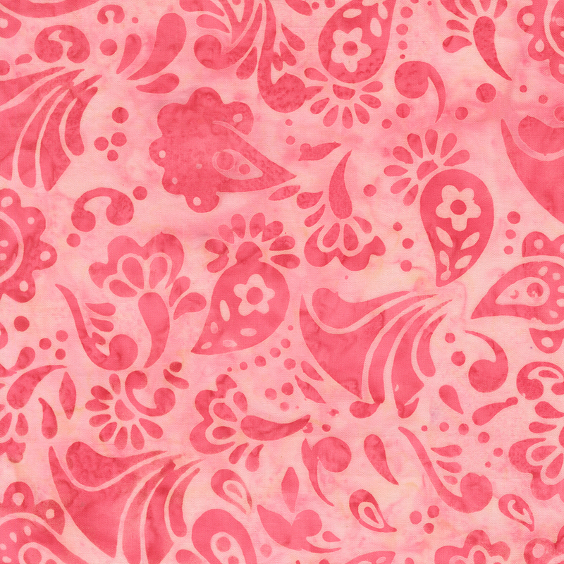 Soft pink batik topped with a warm pink paisley and dot design.