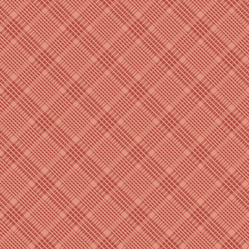 Red fabric with a timeless tonal plaid pattern with a classic, versatile look.