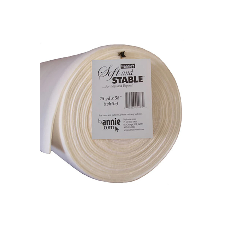 A bolt of Soft and Stable White 100% Polyester Foam Stabilizer, isolated on a white background. 