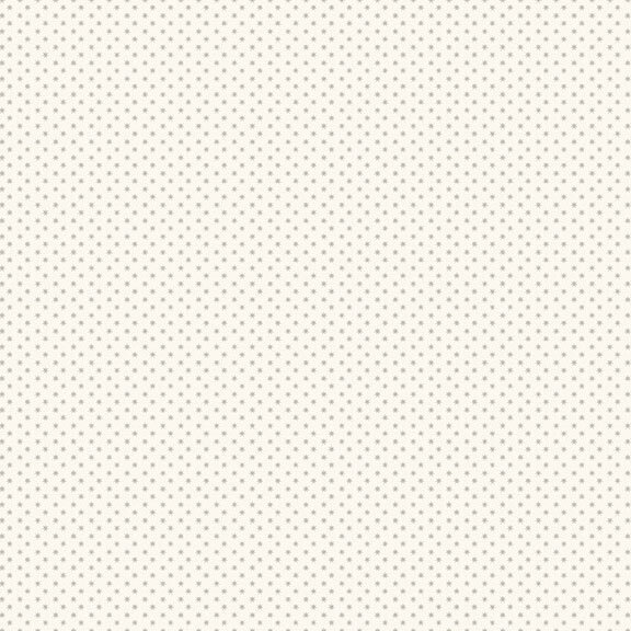 A bone white fabric with light gray polka dots. 