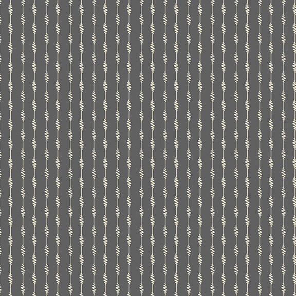 A gray fabric with cream stripes with soundwave-inspired elements.