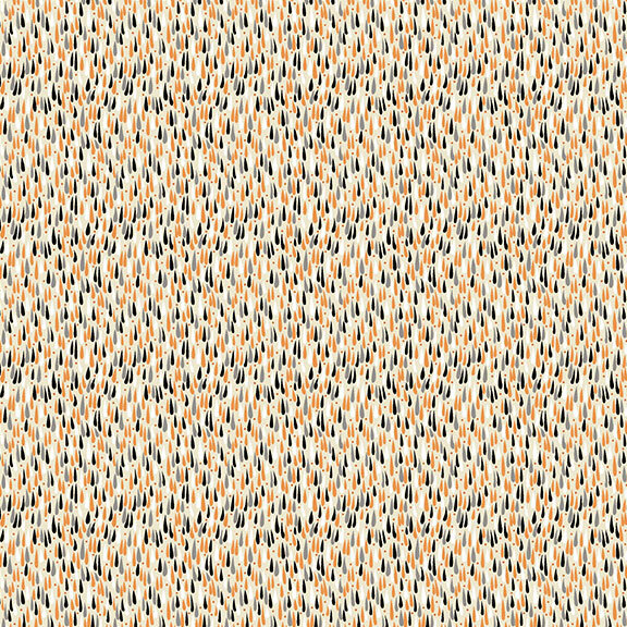 A cream fabric with multicolored raindrops.
