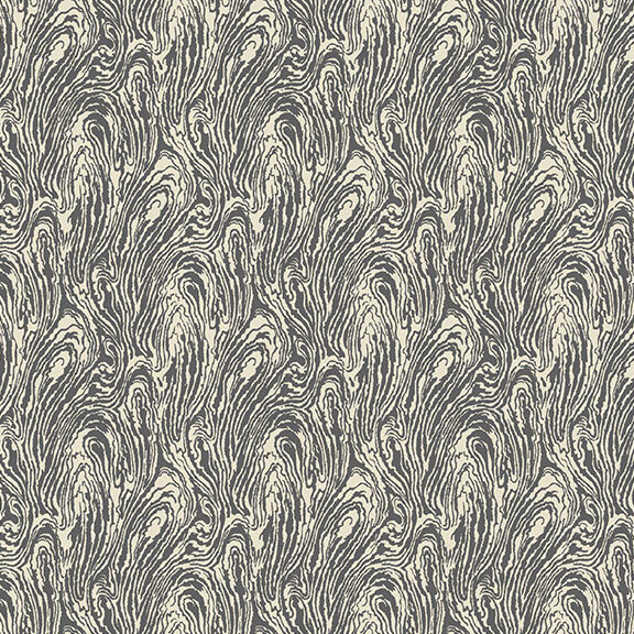 A cream fabric with gray wispy swirls. 