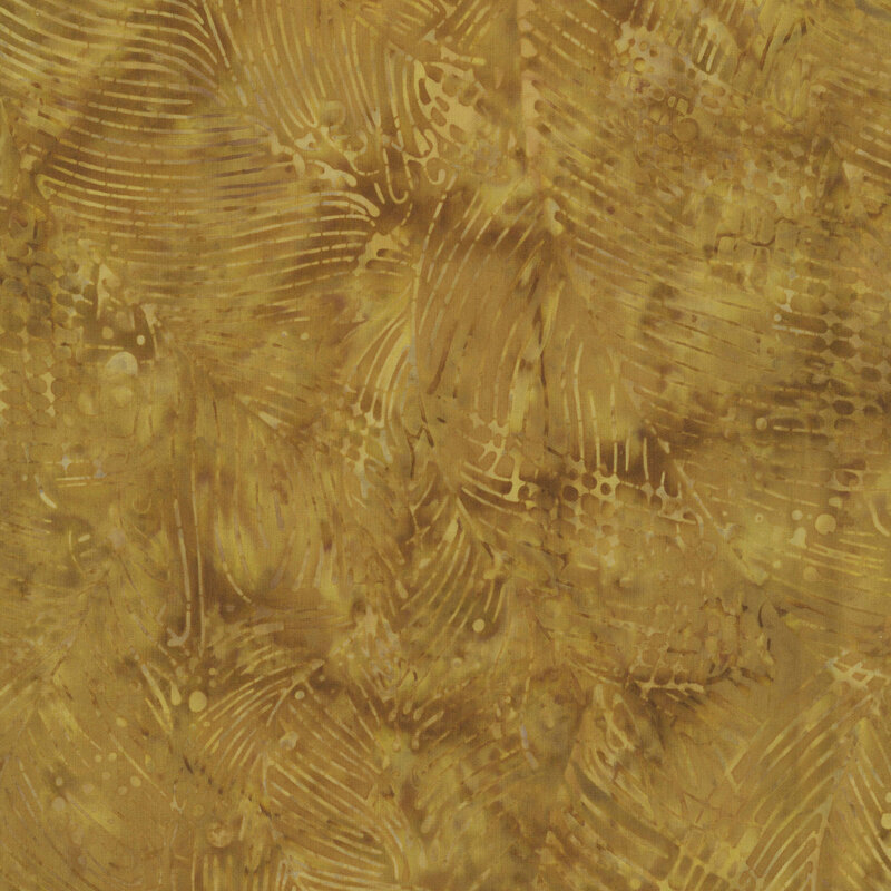 A mottled bronze batik with seaweed and bubble motifs. 