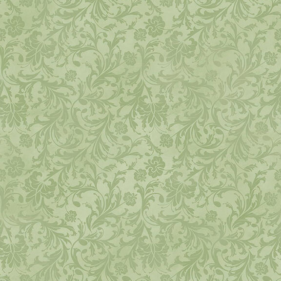 warm sage fabric with an elegant tonal floral pattern.