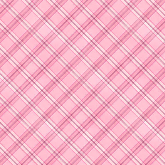 soft pink fabric featuring a pink and white diagonal plaid pattern