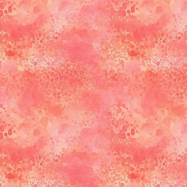 Mottled fabric with pink and coral orange watercolor dots.