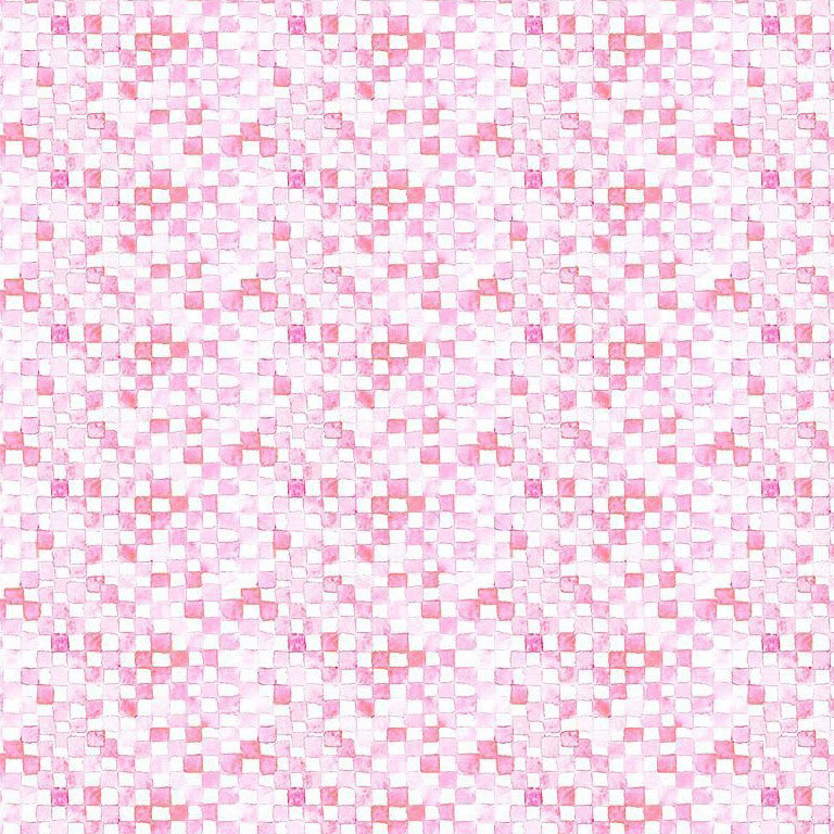 Watercolor checker pattern in varying shades of pink and white.