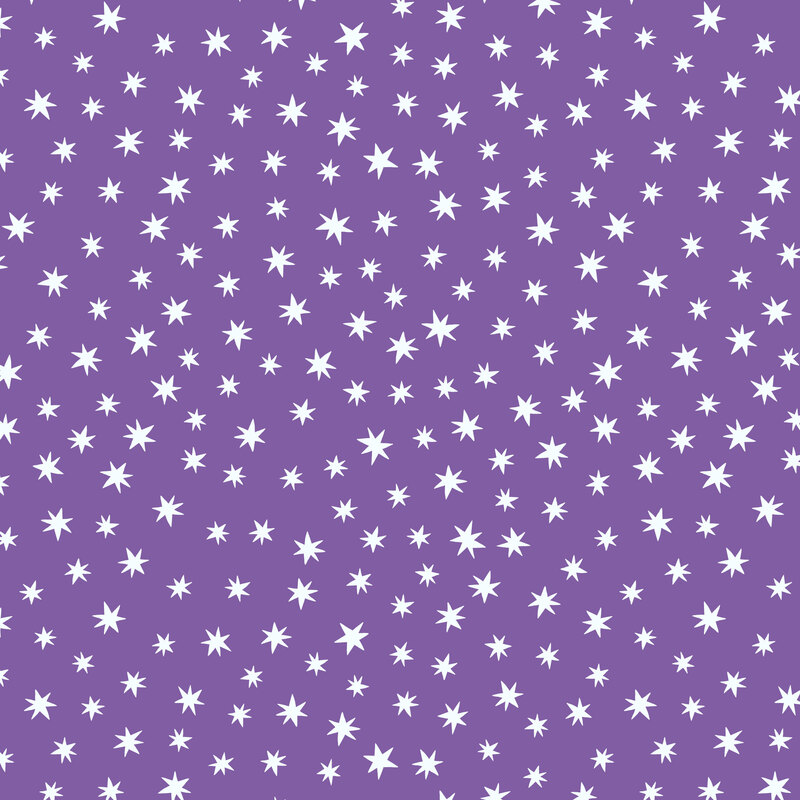 An amethyst purple fabric with scattered stars. 
