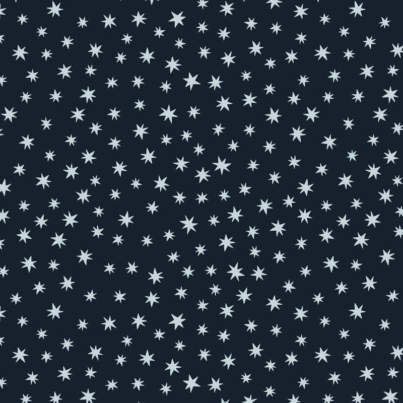 A deep indigo blue fabric scattered with stars. 