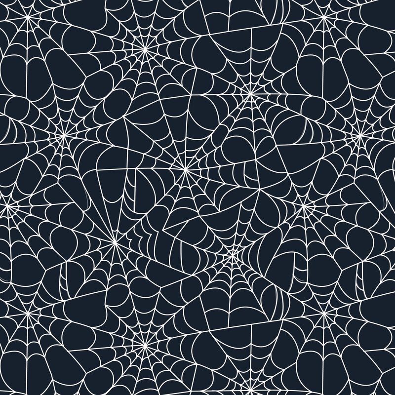 A deep indigo fabric with spider webs.