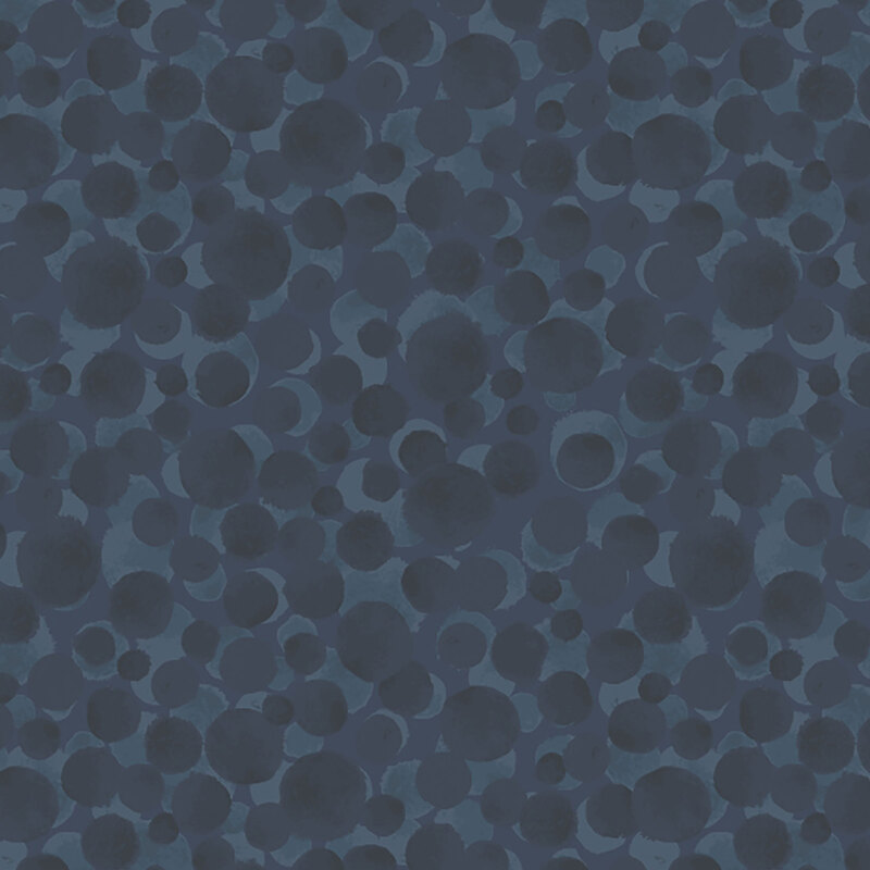 An indigo fabric with scattered dots.