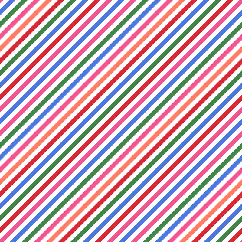 A white fabric with multicolored diagonal stripes.